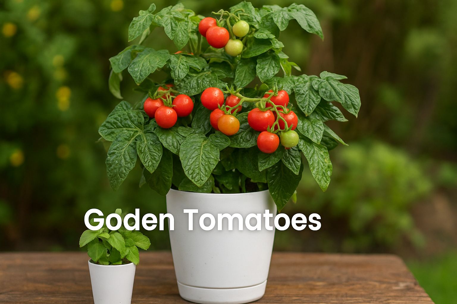 Cherry tomatoes growing in a white self-watering pot by Urban Plant